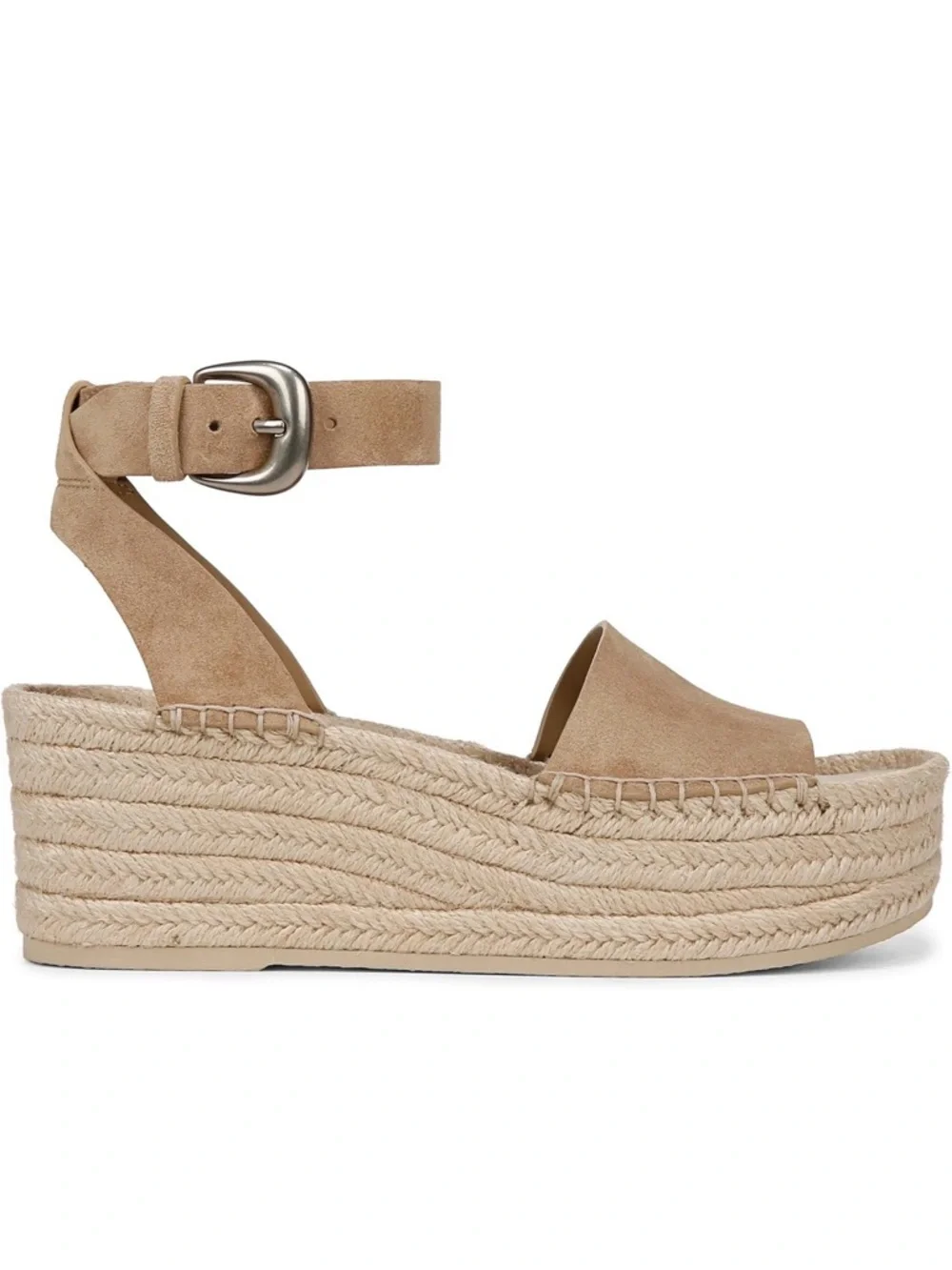 Vince Tan Suede Espadrille Wedge Sandals